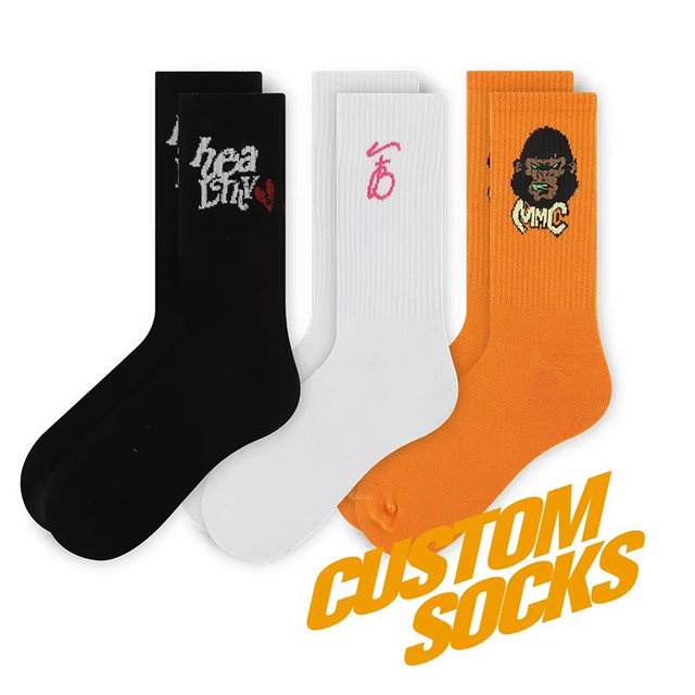 Wholesale Breathable Custom Design Sports Crew Sock Cotton Men Socks