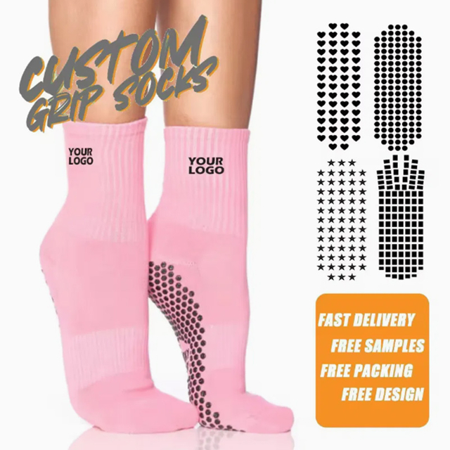 High Quality Custom Design Grip Sports Sock Cotton Anti Slip Yoga Socks For Women
